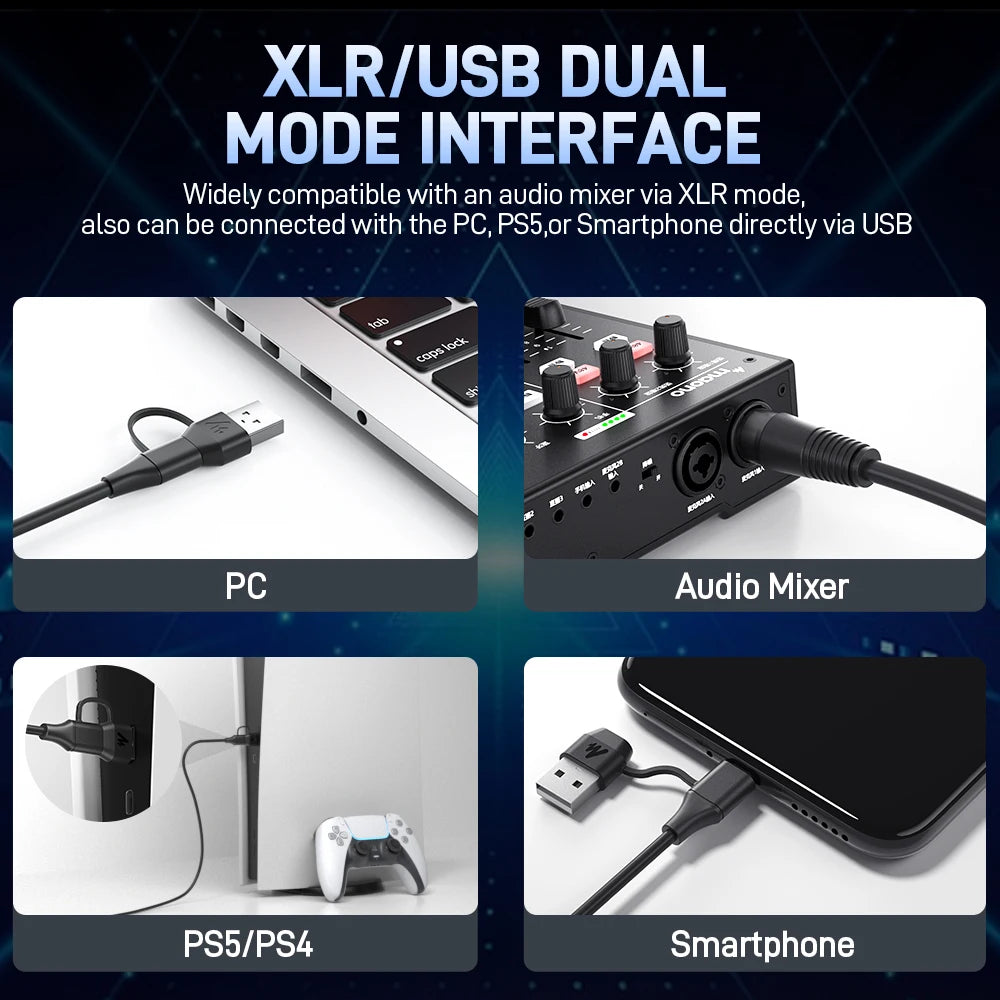 Dynamic Microphone for PC RGB Gaming Streaming Microphone