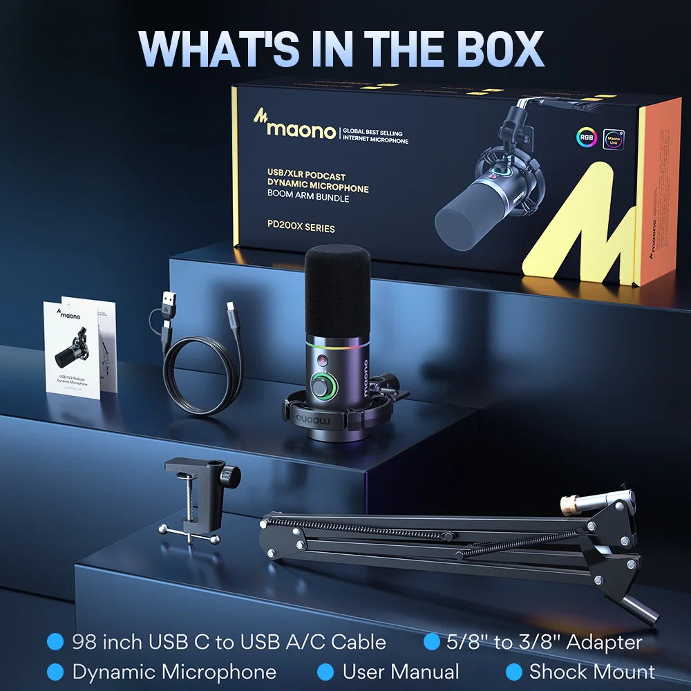 Dynamic Microphone for PC RGB Gaming Streaming Microphone