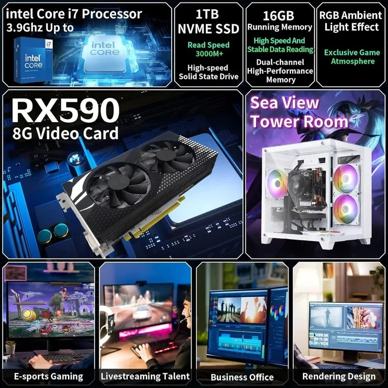 Prebuilt Gaming PC Desktop Computer,Core i7 Desktop,Operating