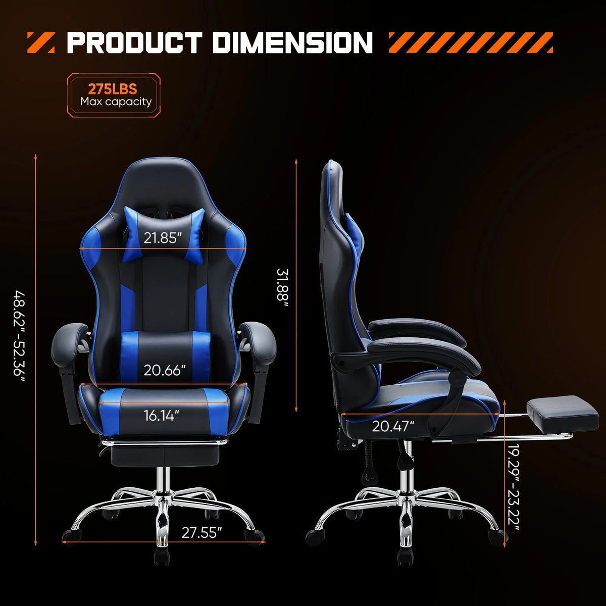 JHK Ergonomic Racing Gaming Chair Adjustable Swivel PU