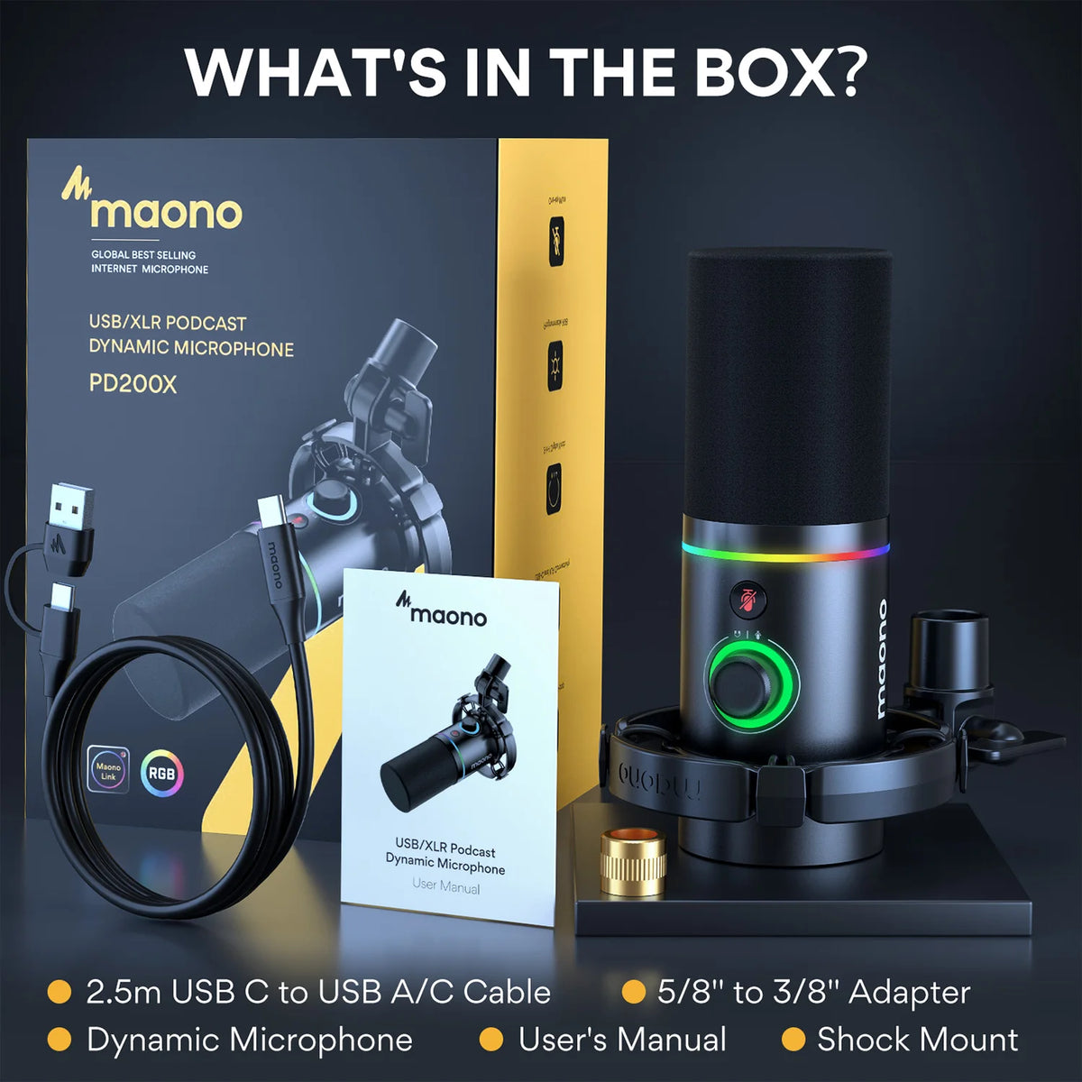 Dynamic Microphone for PC RGB Gaming Streaming Microphone