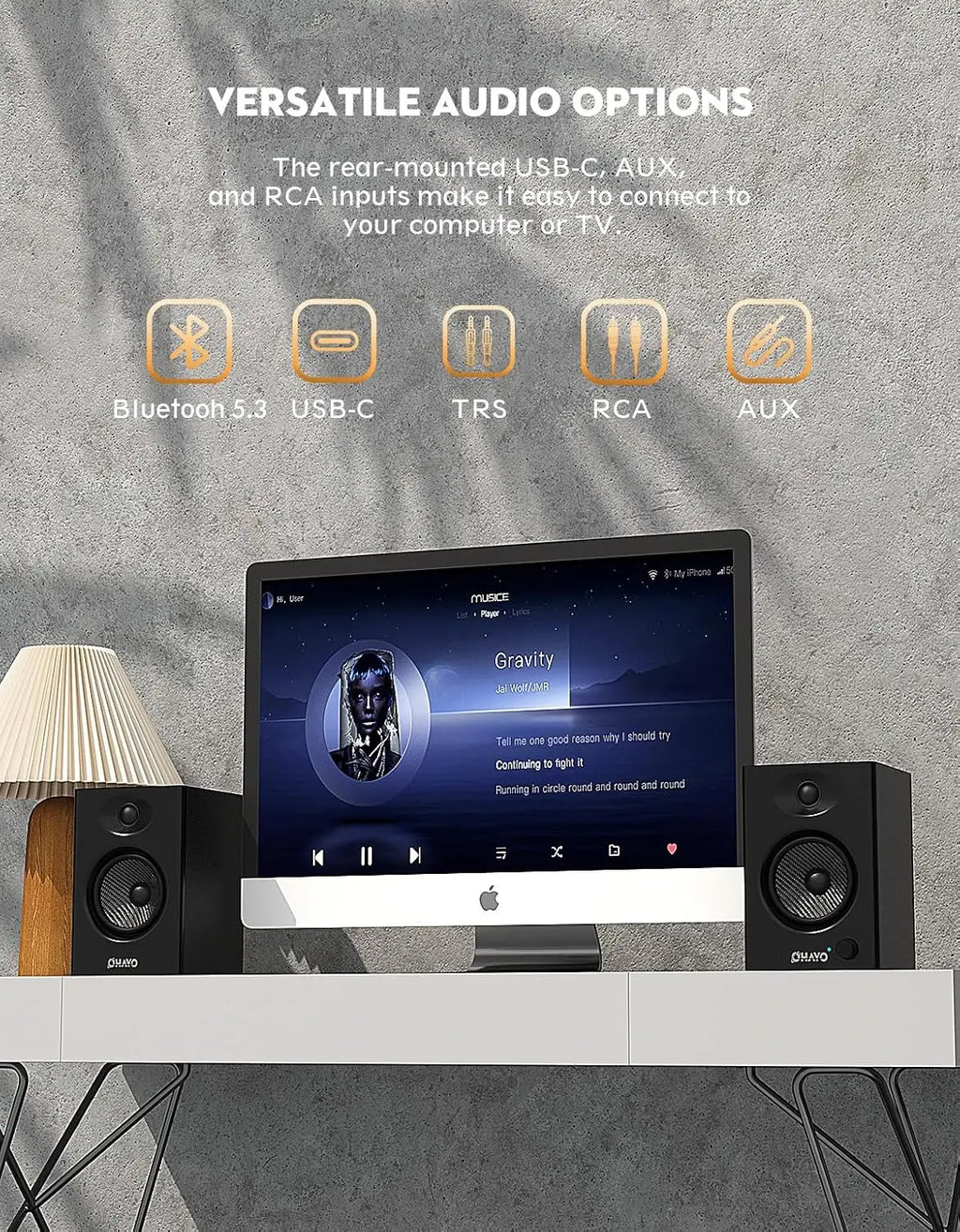 OHAYO 60W Computer Speakers for Music Gaming, Active Bluetooth