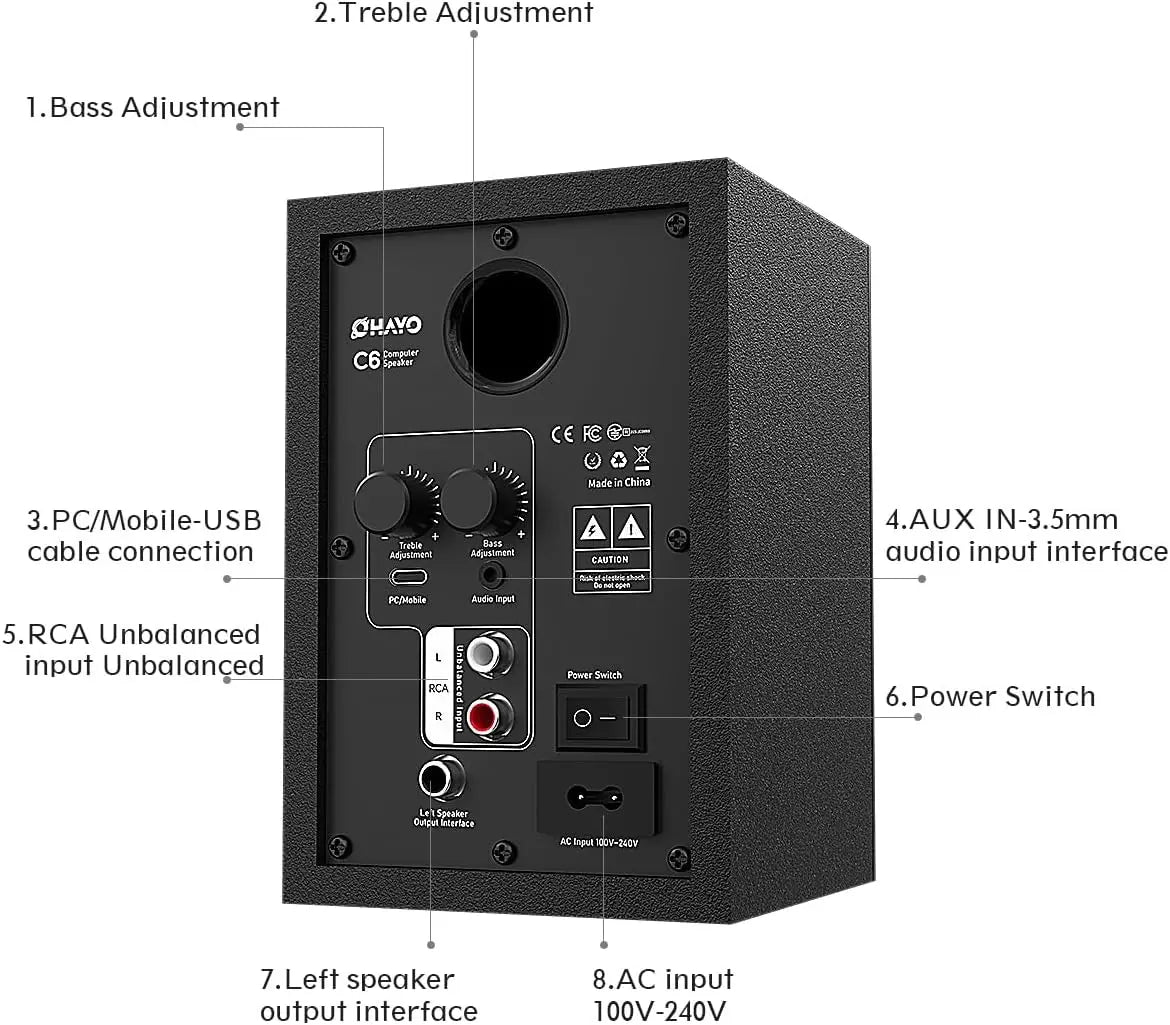 OHAYO 60W Computer Speakers for Music Gaming, Active Bluetooth