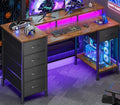 Reversible Gaming Desk With Power Outlets & LED Lights