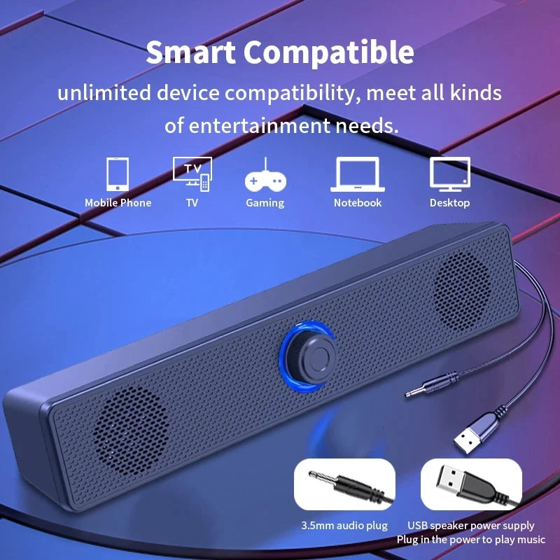 Soundbar Computer PC TV Laptop Desktop Wired Wireless