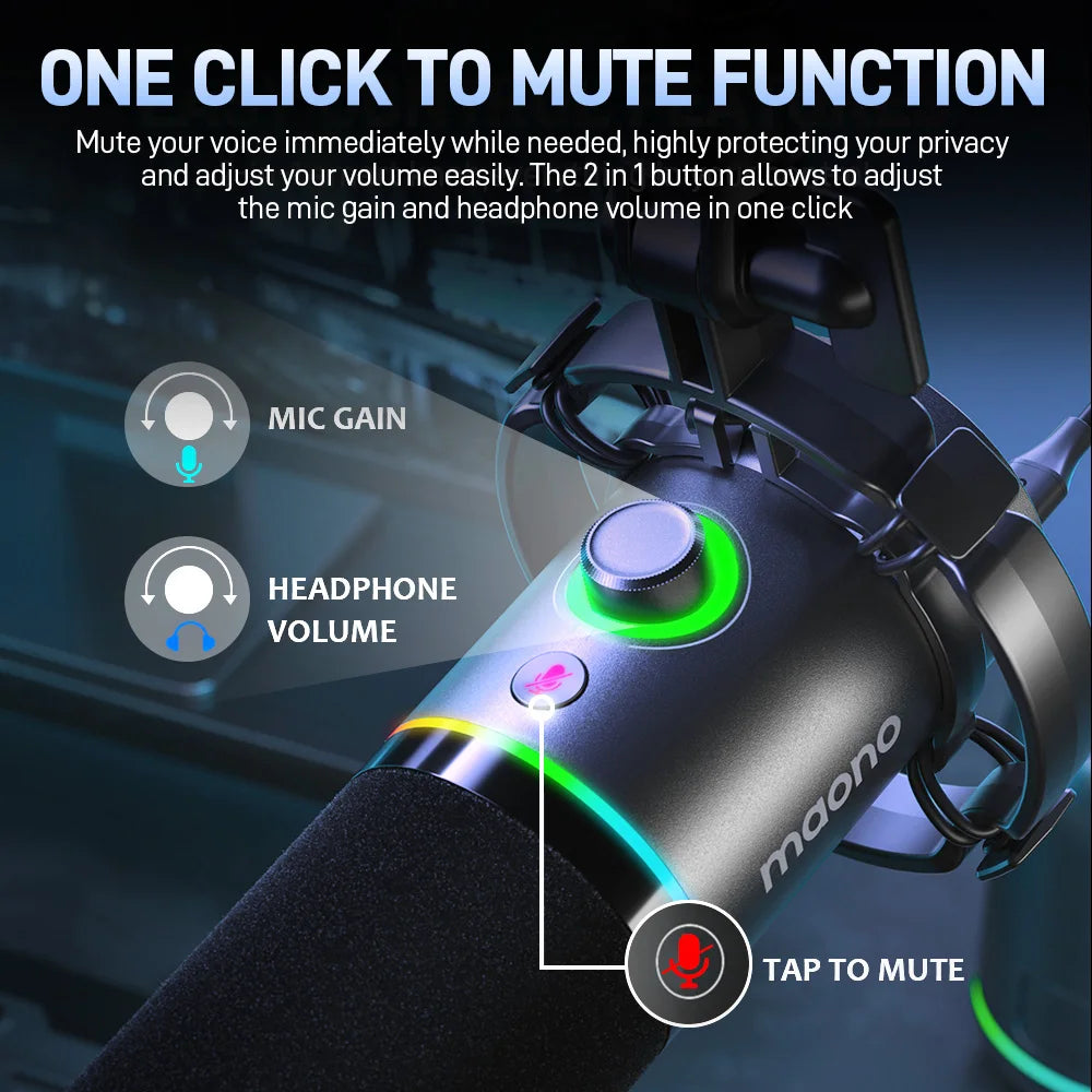 Dynamic Microphone for PC RGB Gaming Streaming Microphone